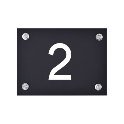 Hausnummernschild schwarz-weiß Nummer 2