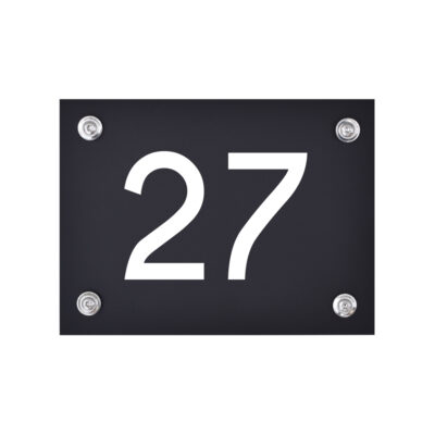 Hausnummernschild Nummer 27 schwarz-weiß