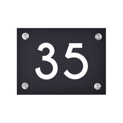 Hausnummernschild Nummer 35 schwarz-weiß