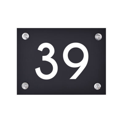 Hausnummernschild schwarz weiß Zahl 39