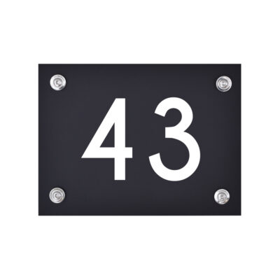 Hausnummernschild 43 schwarz-weiß
