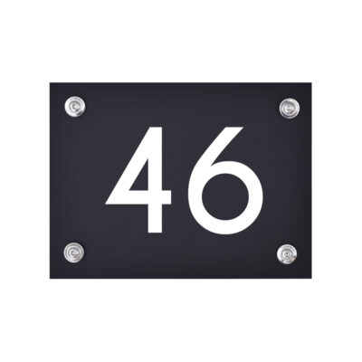 Hausnummernschild schwarze Platte weiße 46