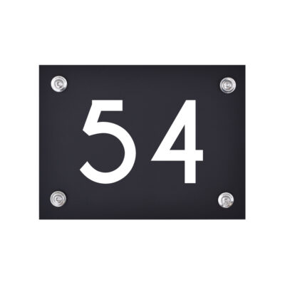 Hausnummernschild schwarz-weiß Nummer 54