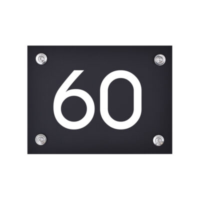 Hausnummernschild 60 schwarz-weiß