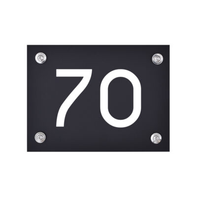 Hausnummernschild schwarz weiß Nummer 70