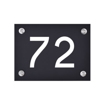 Hausnummernschild Nr. 72 schwarz-weiß