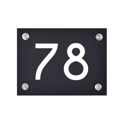 Hausnummernschild 78 schwarz-weiß aus Acryl