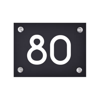 Hausnummernschild schwarz-weiß Nummer 80