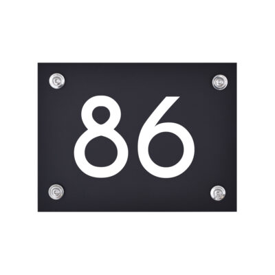 Hausnummernschild Nummer 86 schwarz-weiß