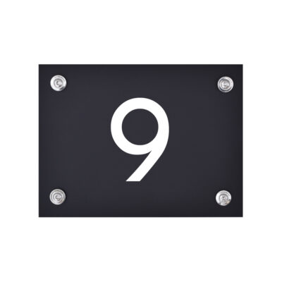 Hausnummernschild schwarz weiß Nummer 9
