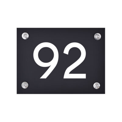 Hausnummernschild 92 schwarz-weiß Acryl