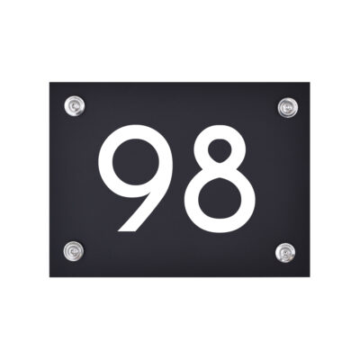Hausnummernschild Acryl Nummer 98 schwarz-weiß