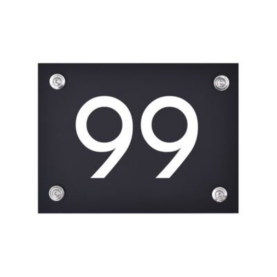 Hausnummernschild Nummer 99 schwarz-weiß