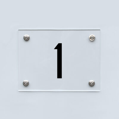 Hausnummernschild transparent Acryl schwarz 15x20 cm