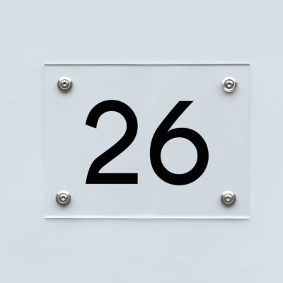 Hausnummernschild 26 - Hausnummer aus Acryl