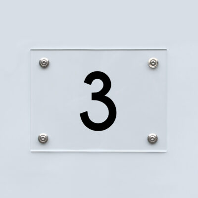 Hausnummernschild transparent schwarz 3