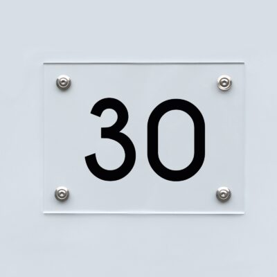 Hausnummernschild 30 - Hausnummer aus Acryl