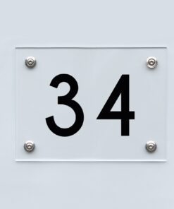 Hausnummernschild 34 - Hausnummer aus Acryl