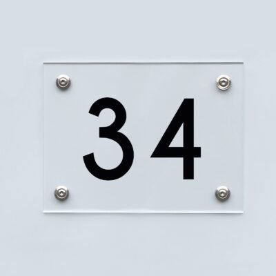 Hausnummernschild 34 - Hausnummer aus Acryl