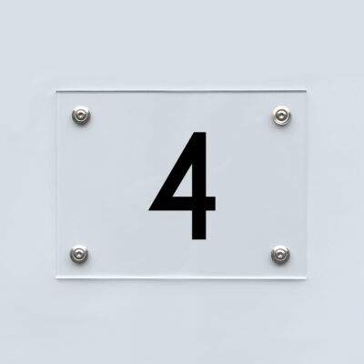 Hausnummernschild Nummer 4 schwarz transparent