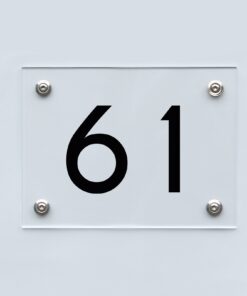 Hausnummernschild 61 - Hausnummer aus Acryl