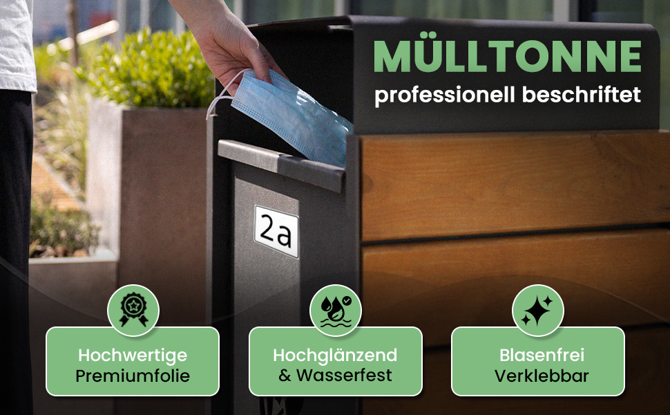 Selbstklebende Mülltonnenaufkleber mit Zahlen