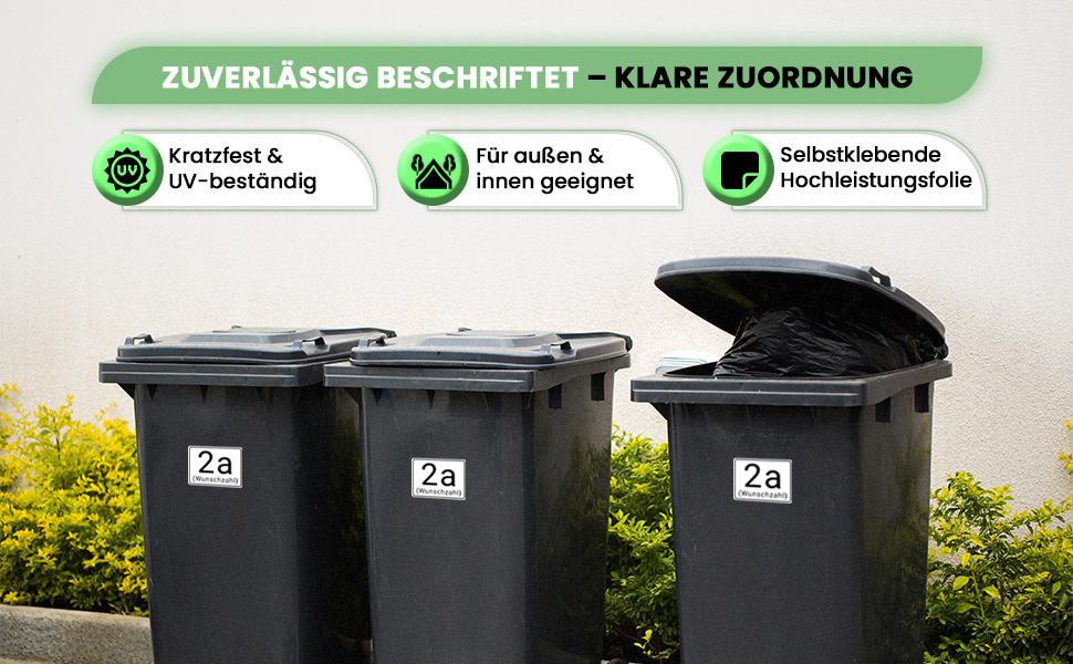 Wasserfeste Mülltonnen Beschriftungsaufkleber