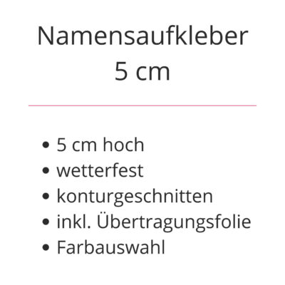 Namensaufkleber 5cm hoch