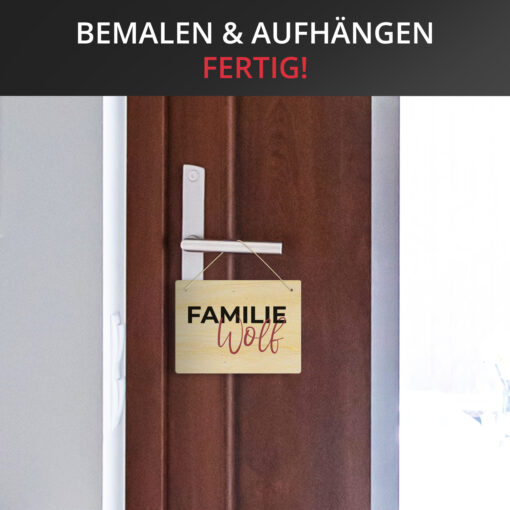 2x Türschild rechteckig blanko zum bemalen, beschriften & aufhängen, Holzschild natur inkl. Schnur – Bild 4