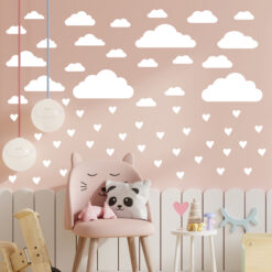 Wolken und Herzen Wandaufkleber für das Kinderzimmer