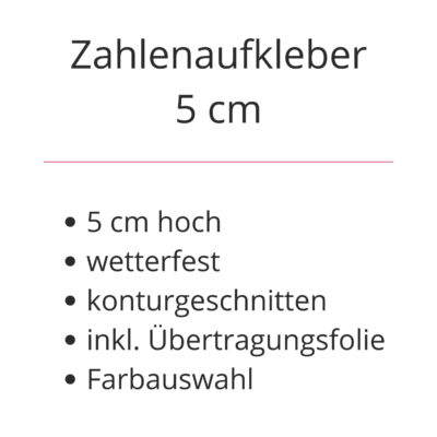 Zahlenaufkleber 5cm hoch